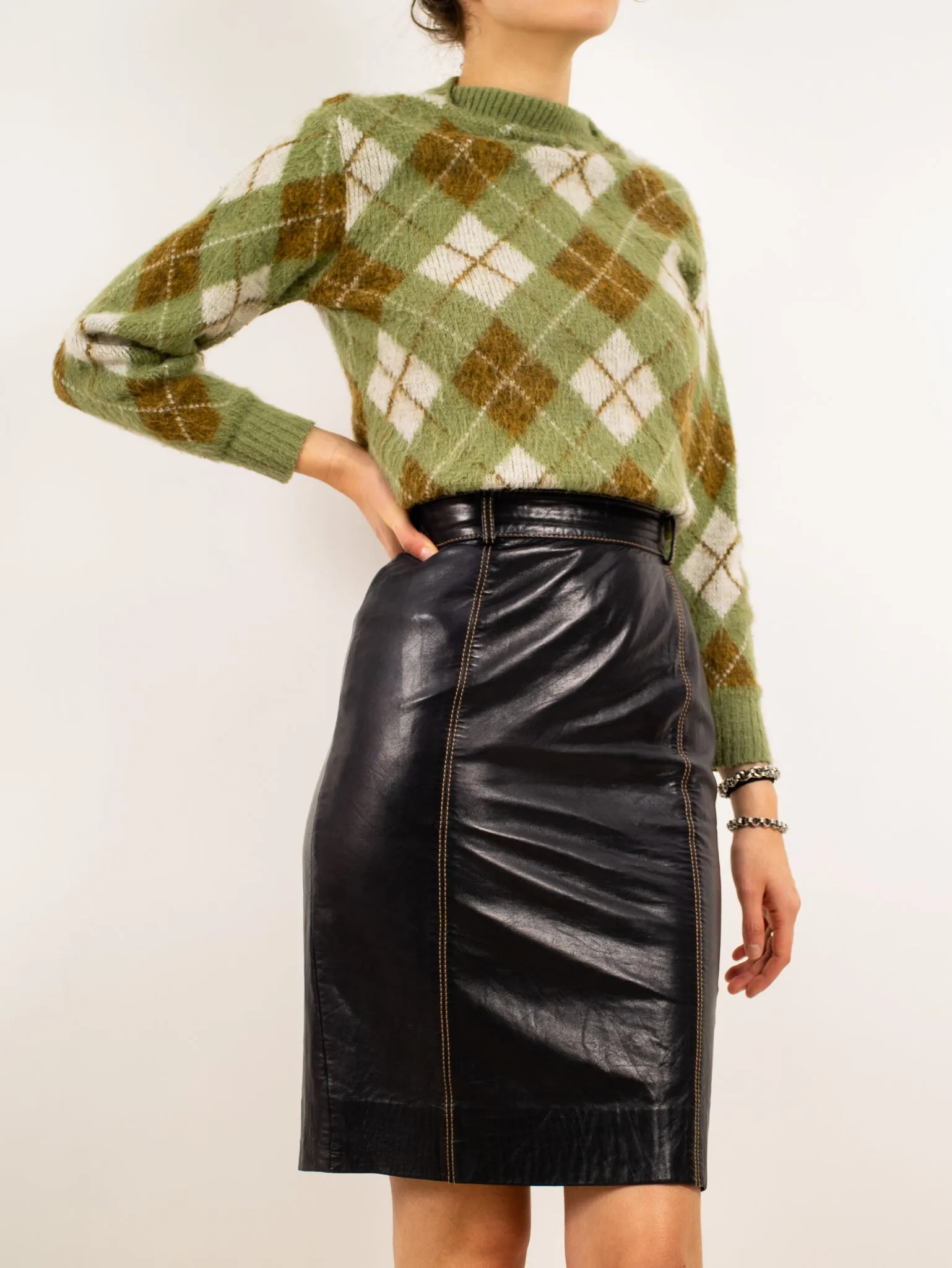 1980's 'escada' leather skirt