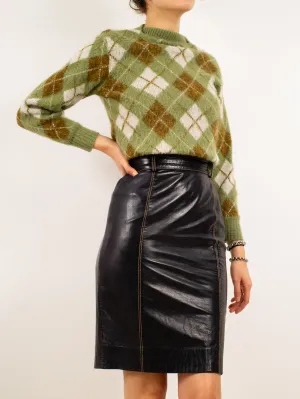 1980's 'escada' leather skirt