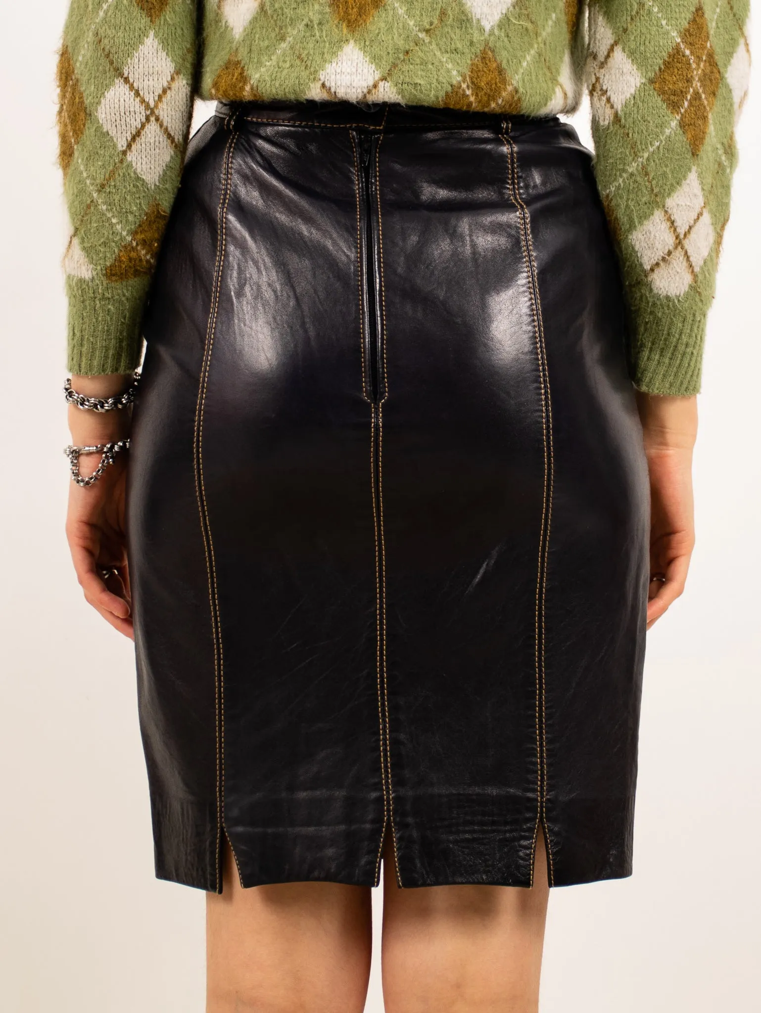 1980's 'escada' leather skirt