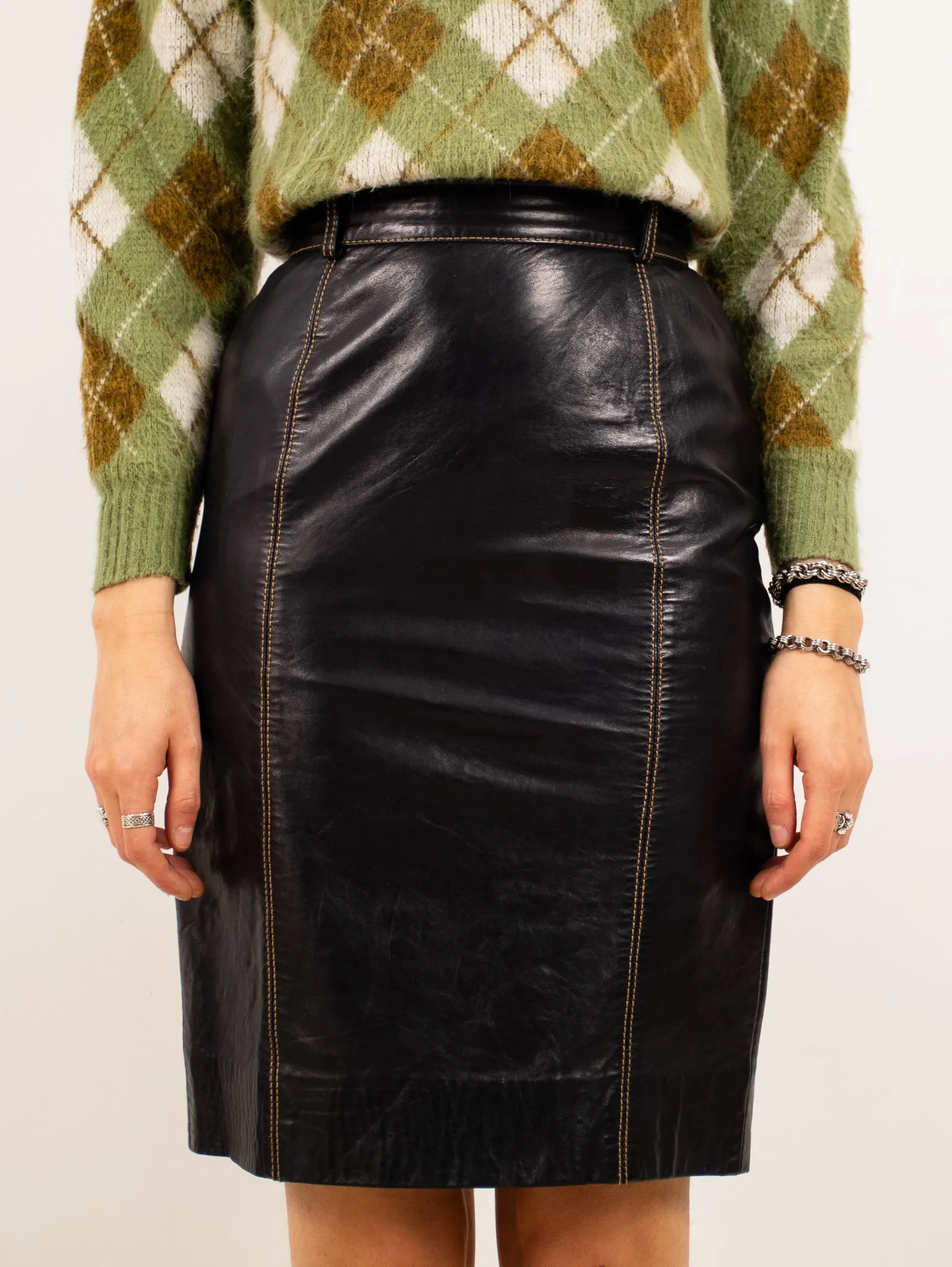 1980's 'escada' leather skirt