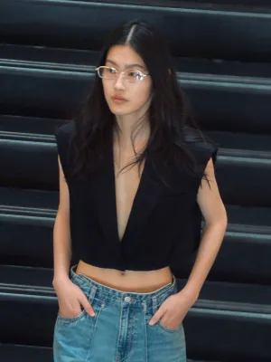 Acetate Crop V-Neck Waistcoat