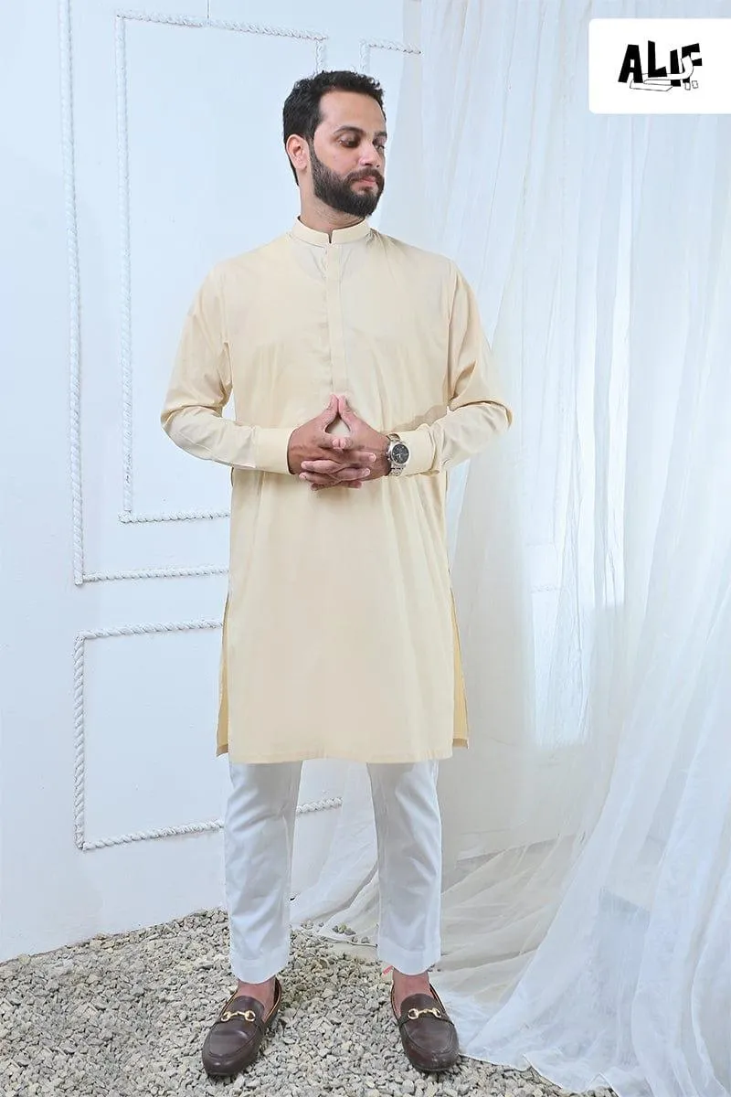 AlifYay Cream Kurta & off white Pajama (2 pIece) AY-005-cotton