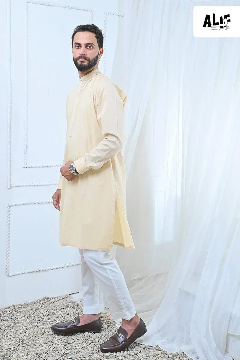 AlifYay Cream Kurta & off white Pajama (2 pIece) AY-005-cotton