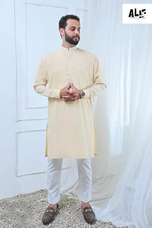 AlifYay Cream Kurta & off white Pajama (2 pIece) AY-005-cotton