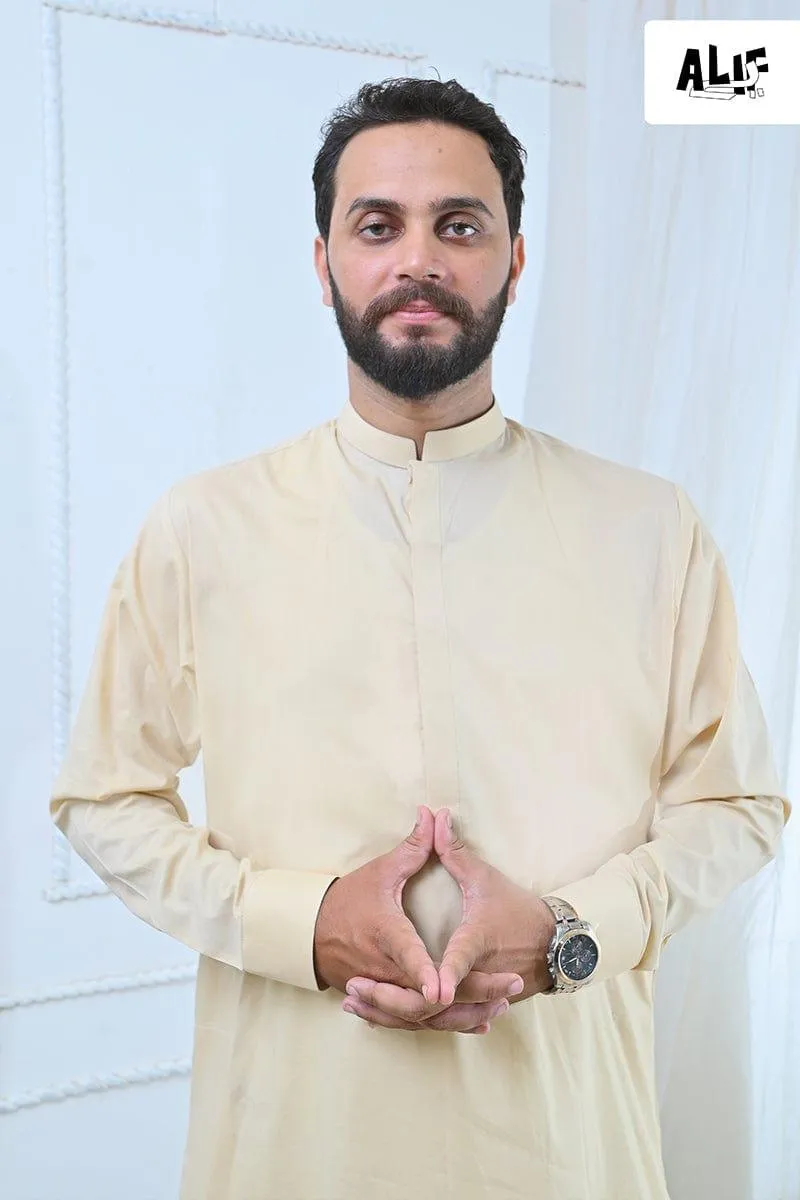 AlifYay Cream Kurta & off white Pajama (2 pIece) AY-005-cotton