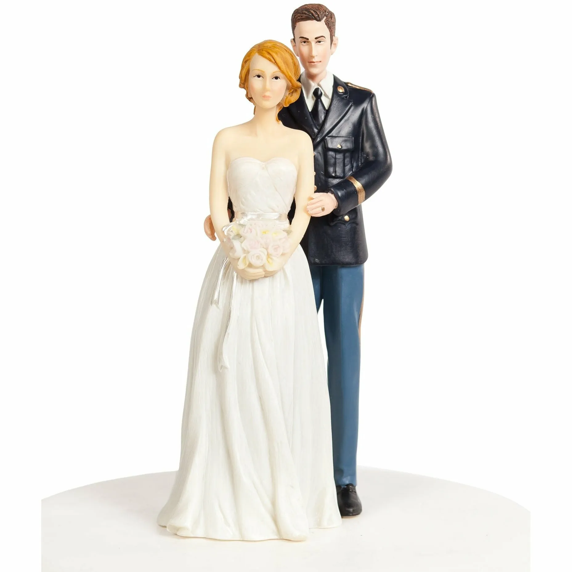 Army Wedding Cake Topper - Caucasian Bride and Groom