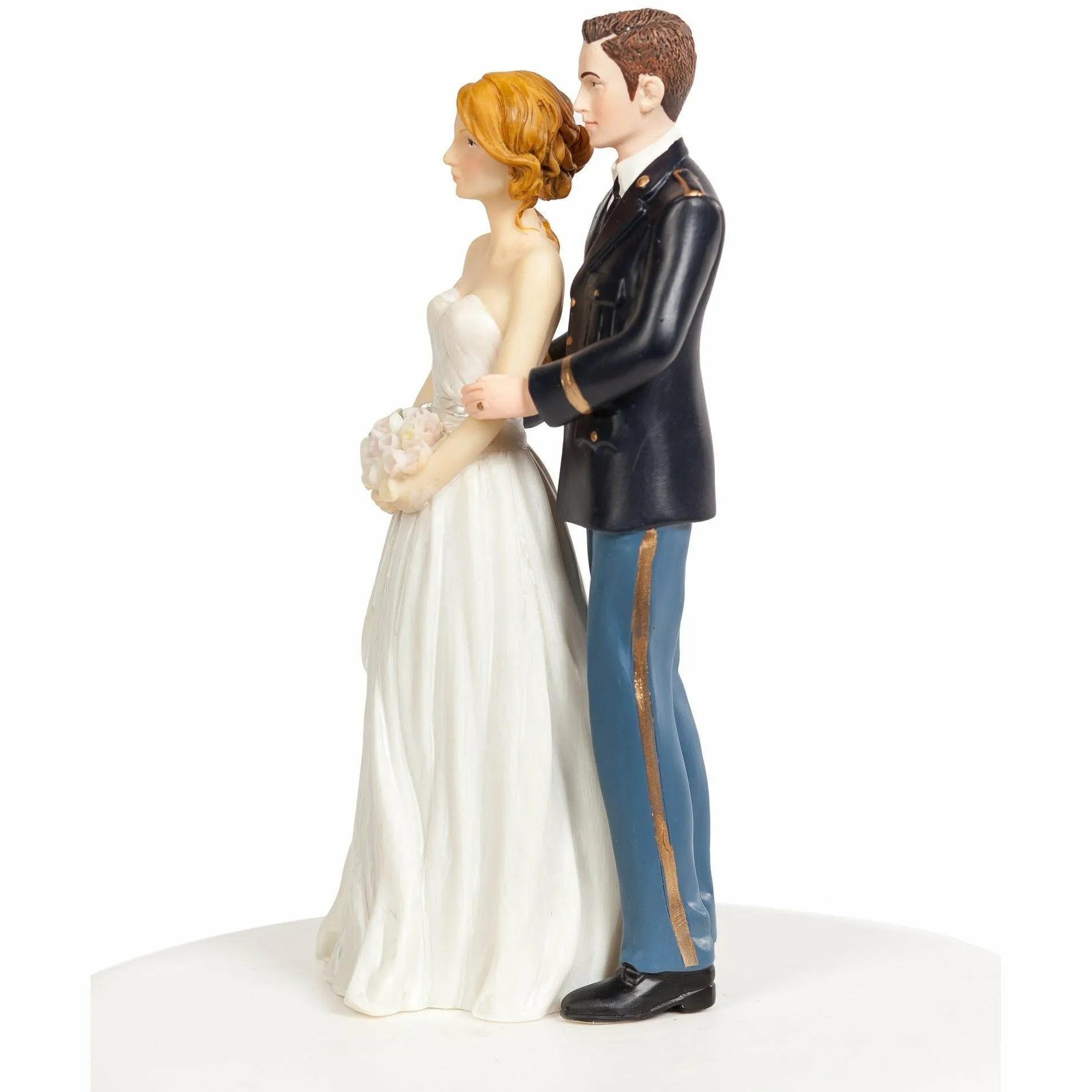Army Wedding Cake Topper - Caucasian Bride and Groom