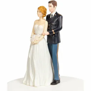 Army Wedding Cake Topper - Caucasian Bride and Groom