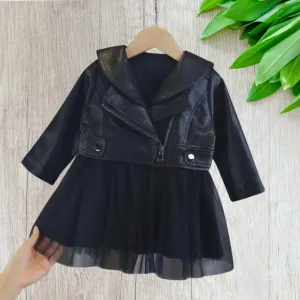 Black Rocker Tutu Dress with Leather Jacket in size 9 months to 5 years