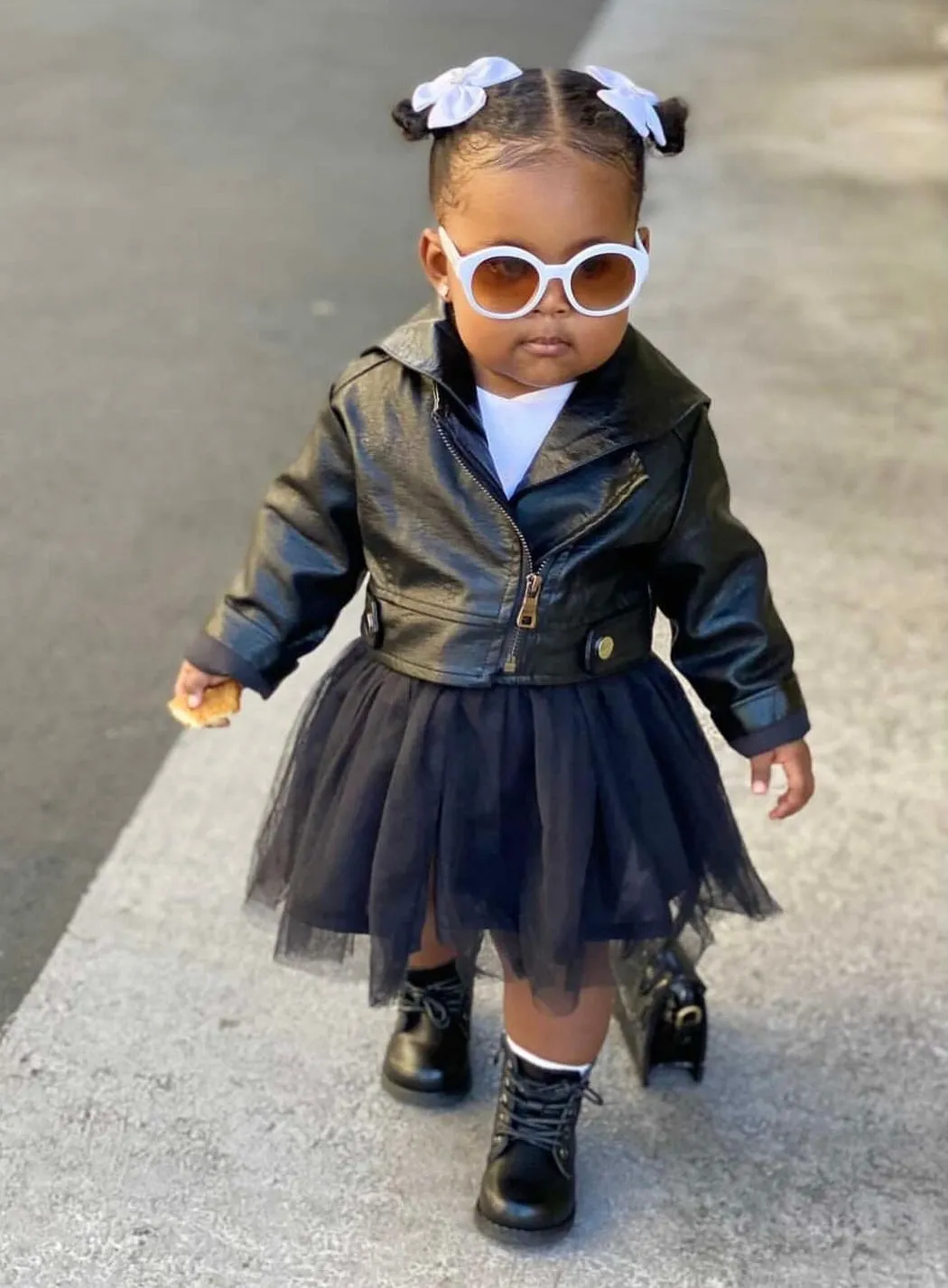 Black Rocker Tutu Dress with Leather Jacket in size 9 months to 5 years