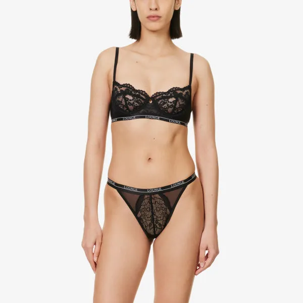Blossom Lounge Underwear Stretch Lace Balconette Bra, Black