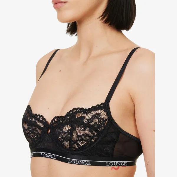Blossom Lounge Underwear Stretch Lace Balconette Bra, Black