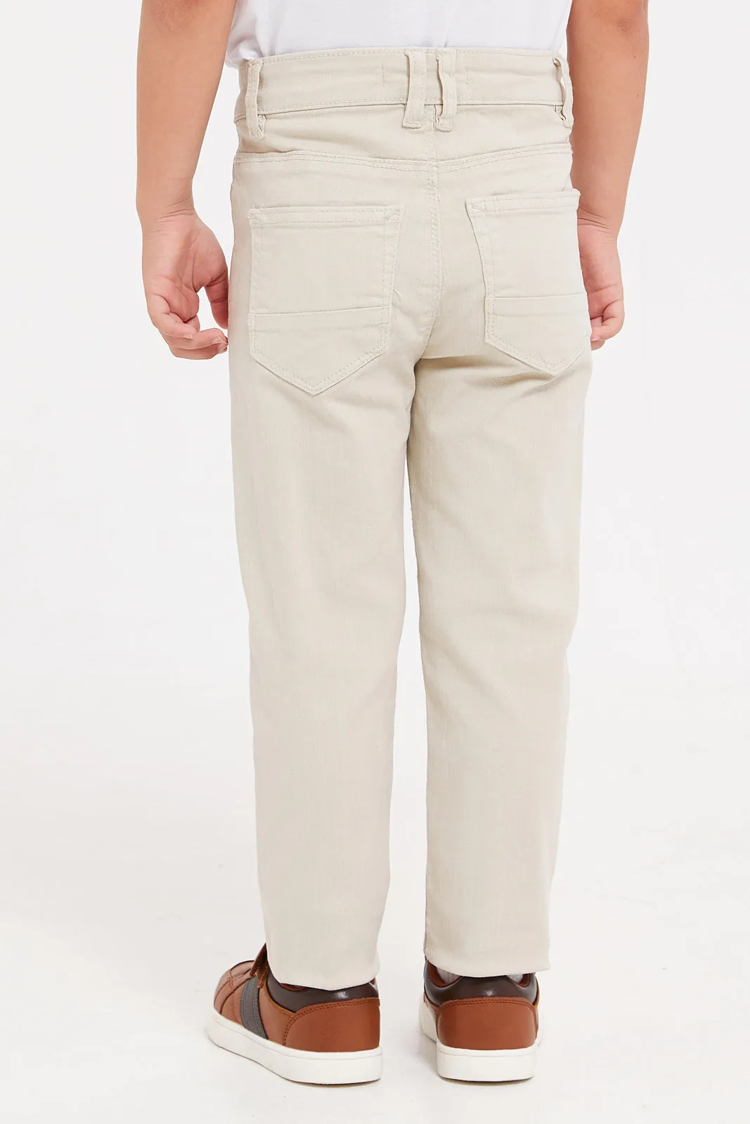 Boys Beige Slim Fit Jeans