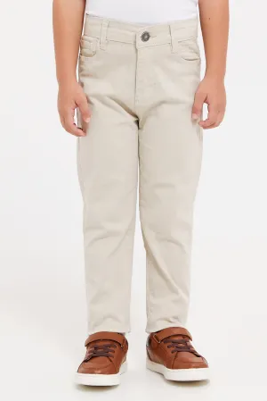 Boys Beige Slim Fit Jeans