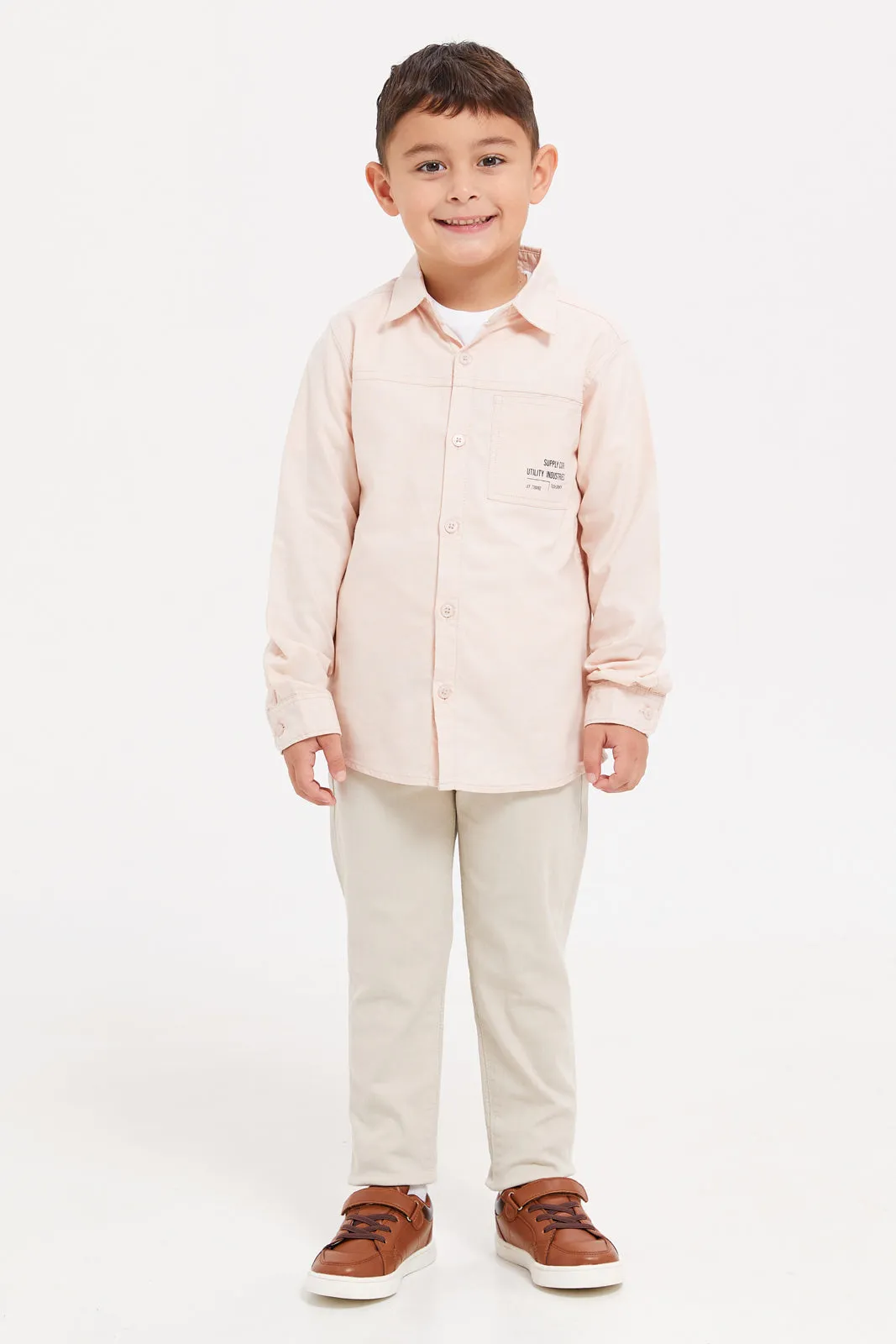 Boys Beige Slim Fit Jeans