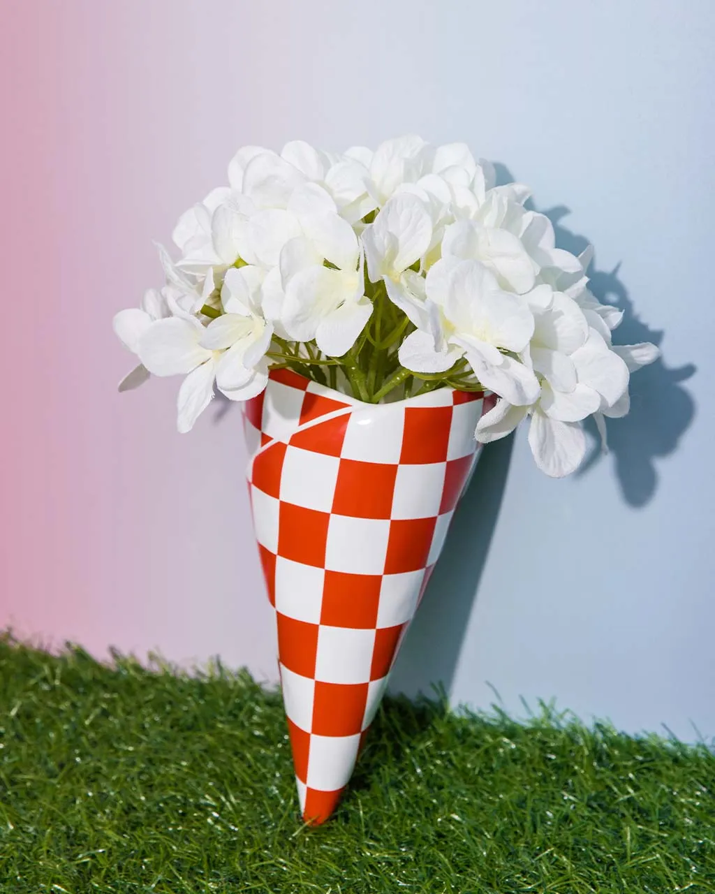Checker Bag Wall Vase