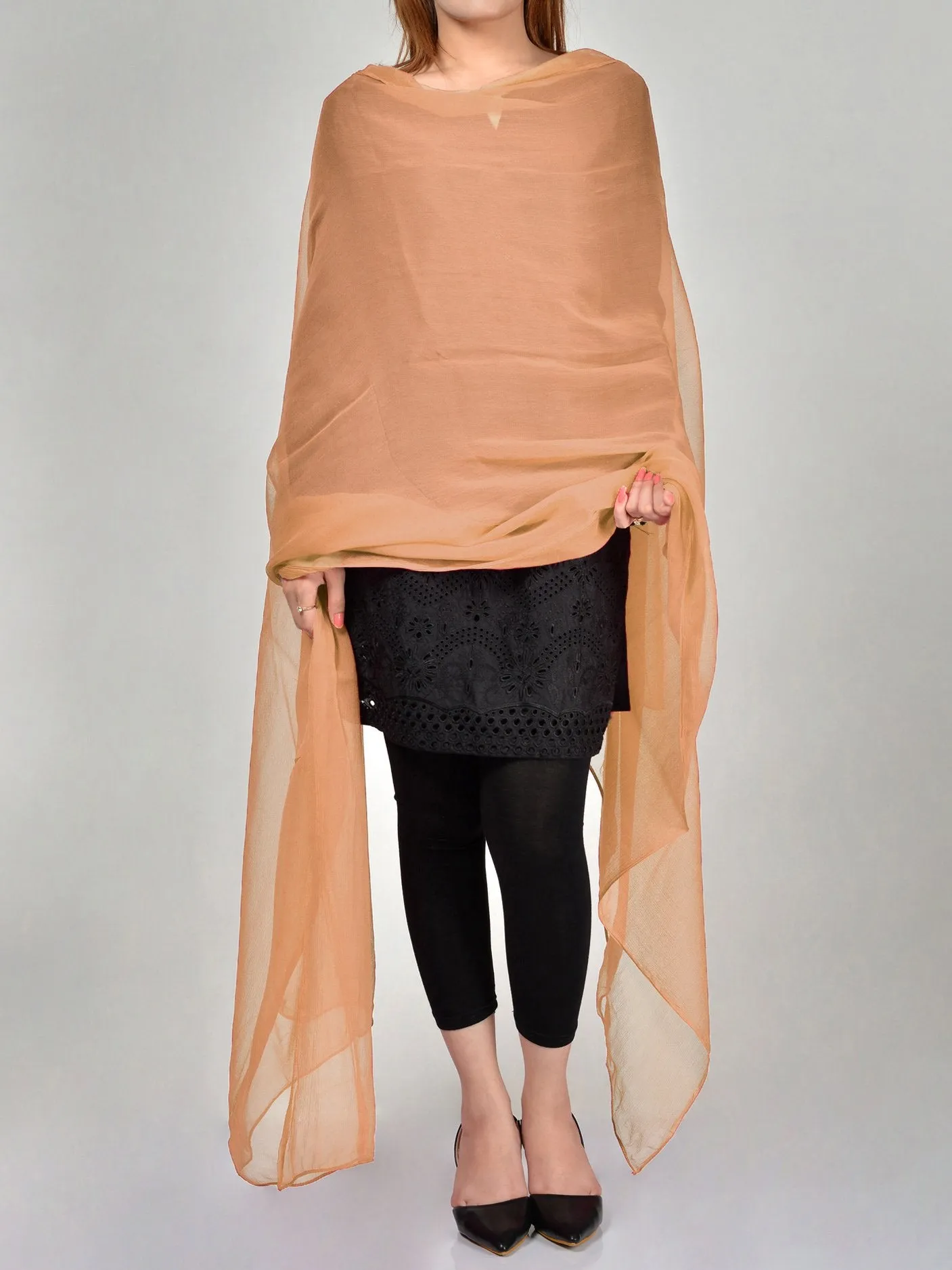 Chiffon Dupatta-Peach Orange