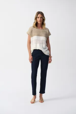 Color Block Metallic Sweater Knit Pullover
