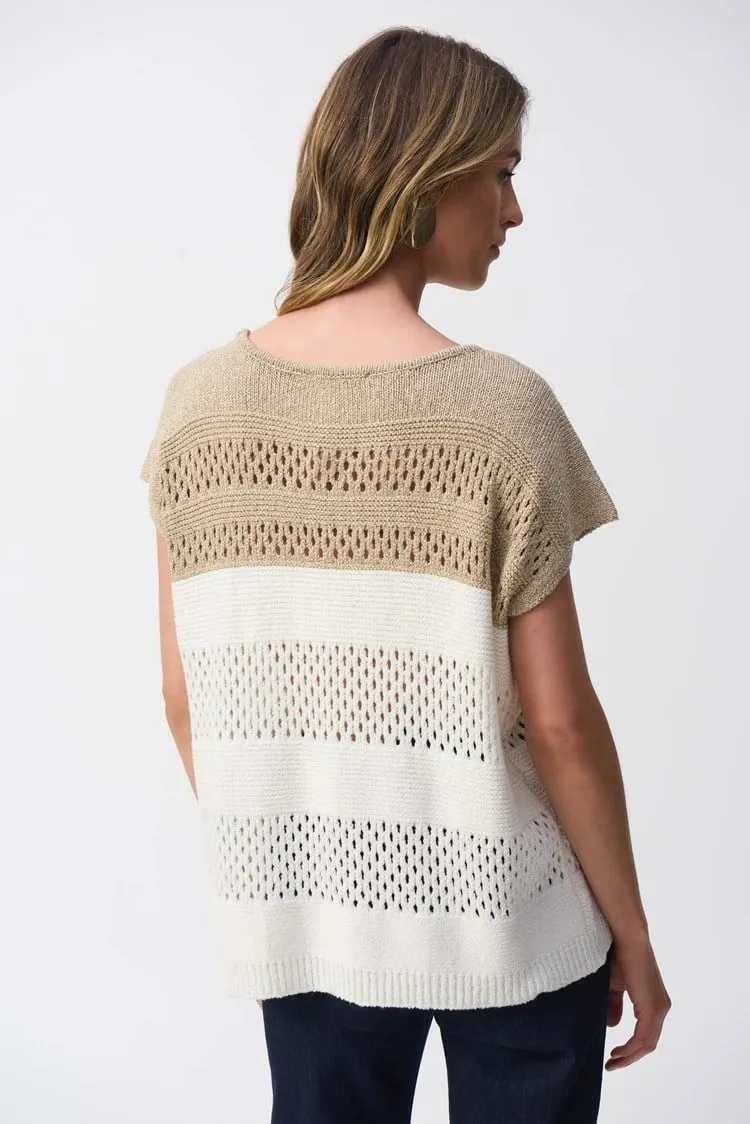 Color Block Metallic Sweater Knit Pullover