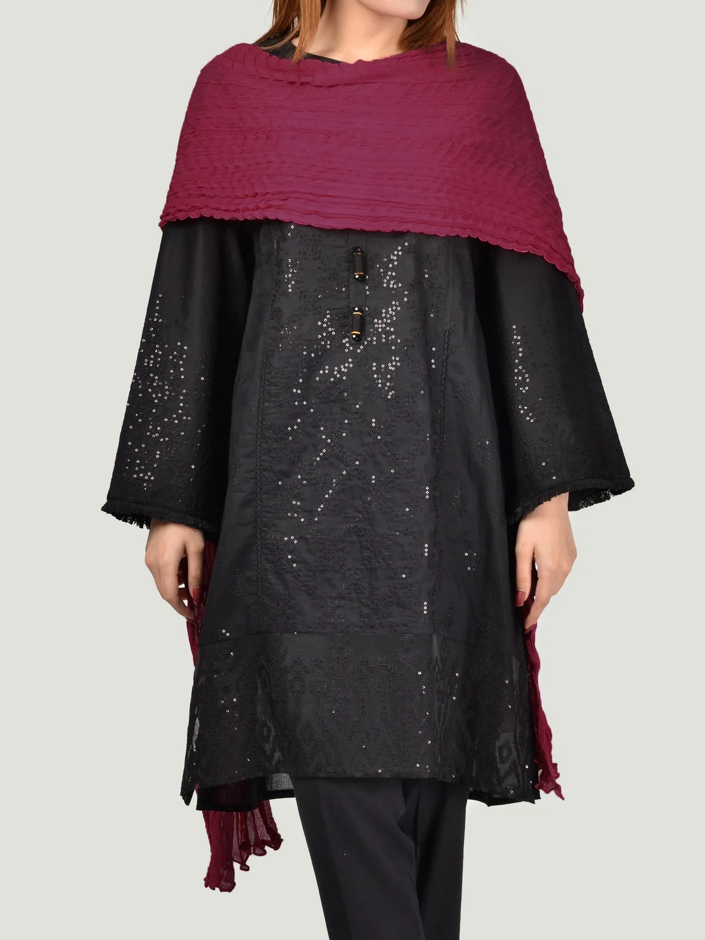 Crushed Dupatta-Magenta