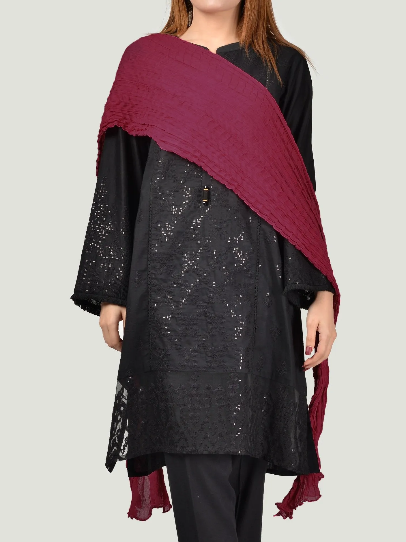 Crushed Dupatta-Magenta