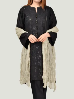 Crushed Dupatta - Smoke White
