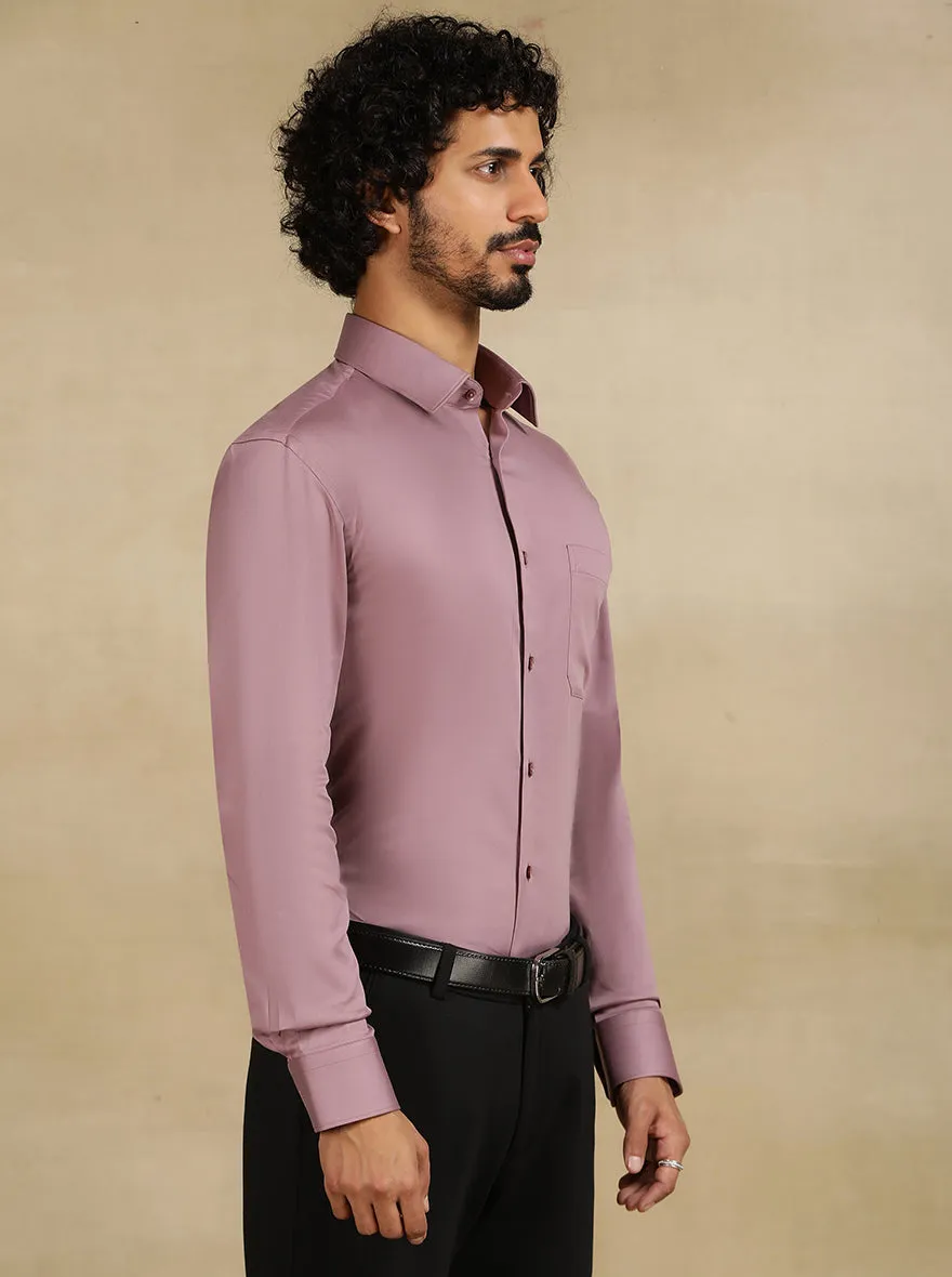 Dusty Pink Solid Slim Fit Formal Shirt | JadeBlue