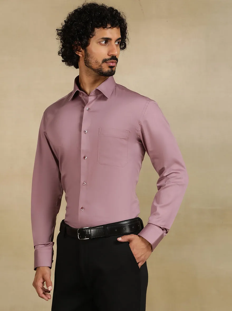 Dusty Pink Solid Slim Fit Formal Shirt | JadeBlue