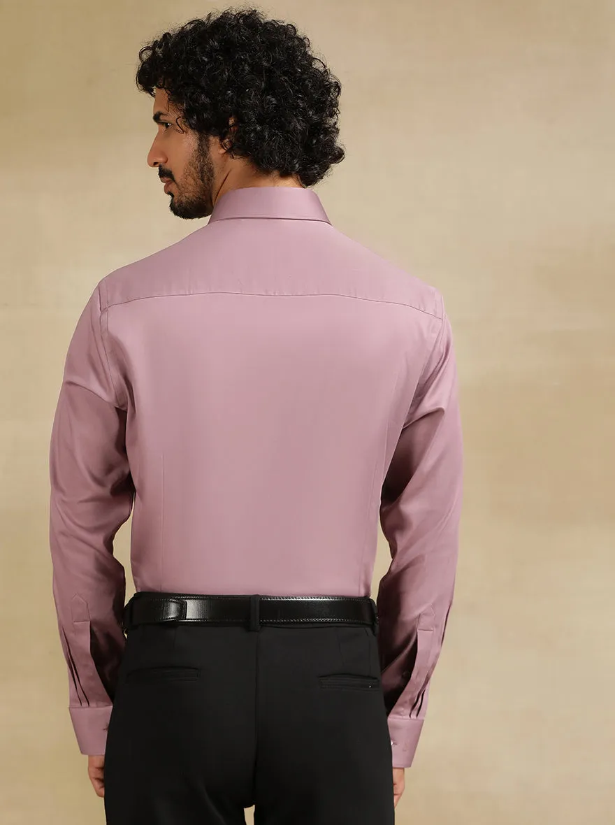 Dusty Pink Solid Slim Fit Formal Shirt | JadeBlue