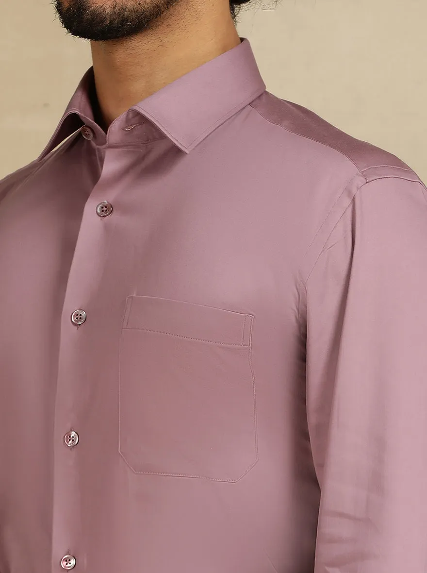 Dusty Pink Solid Slim Fit Formal Shirt | JadeBlue