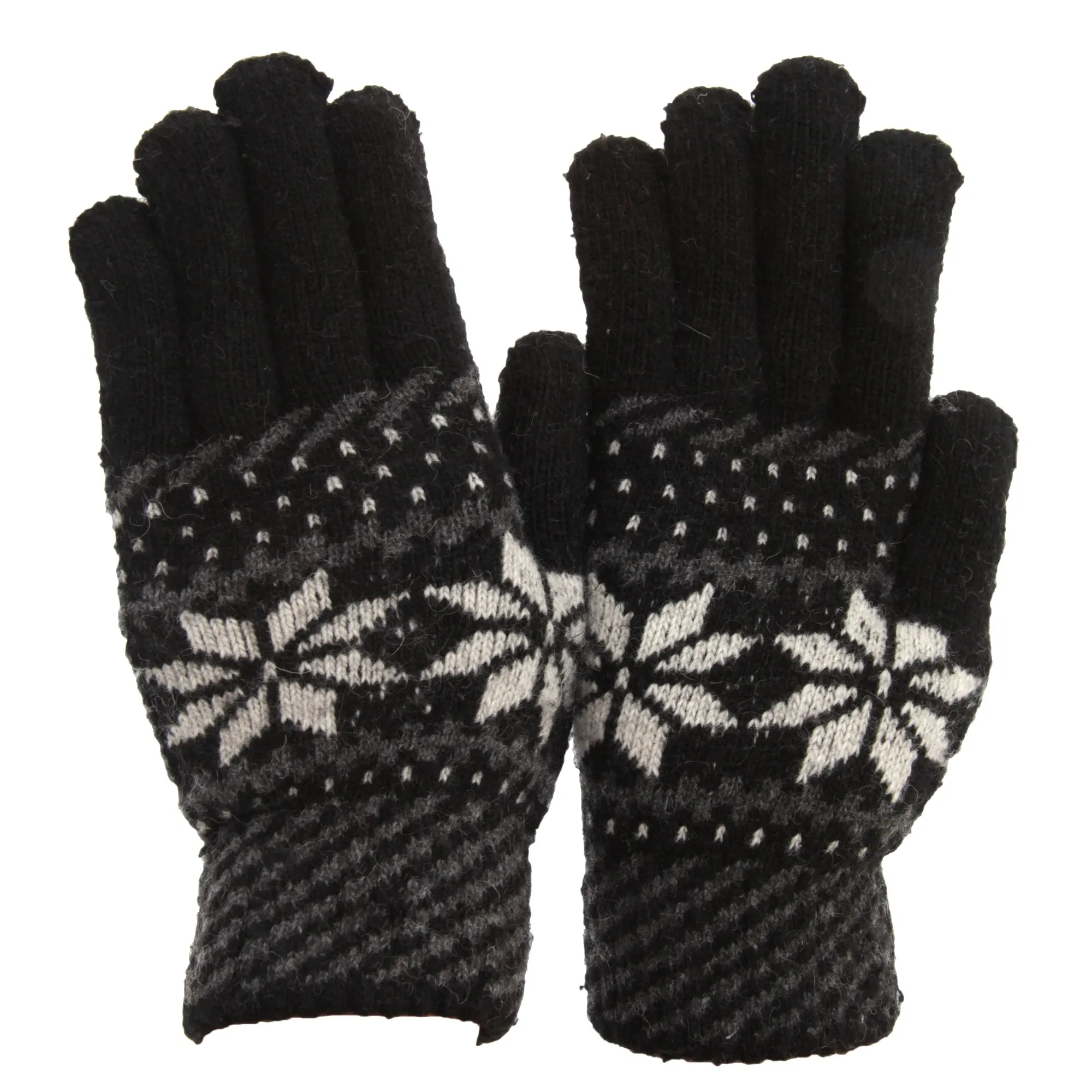 FLOSO Mens Knitted Fairilse Winter Gloves With Wool