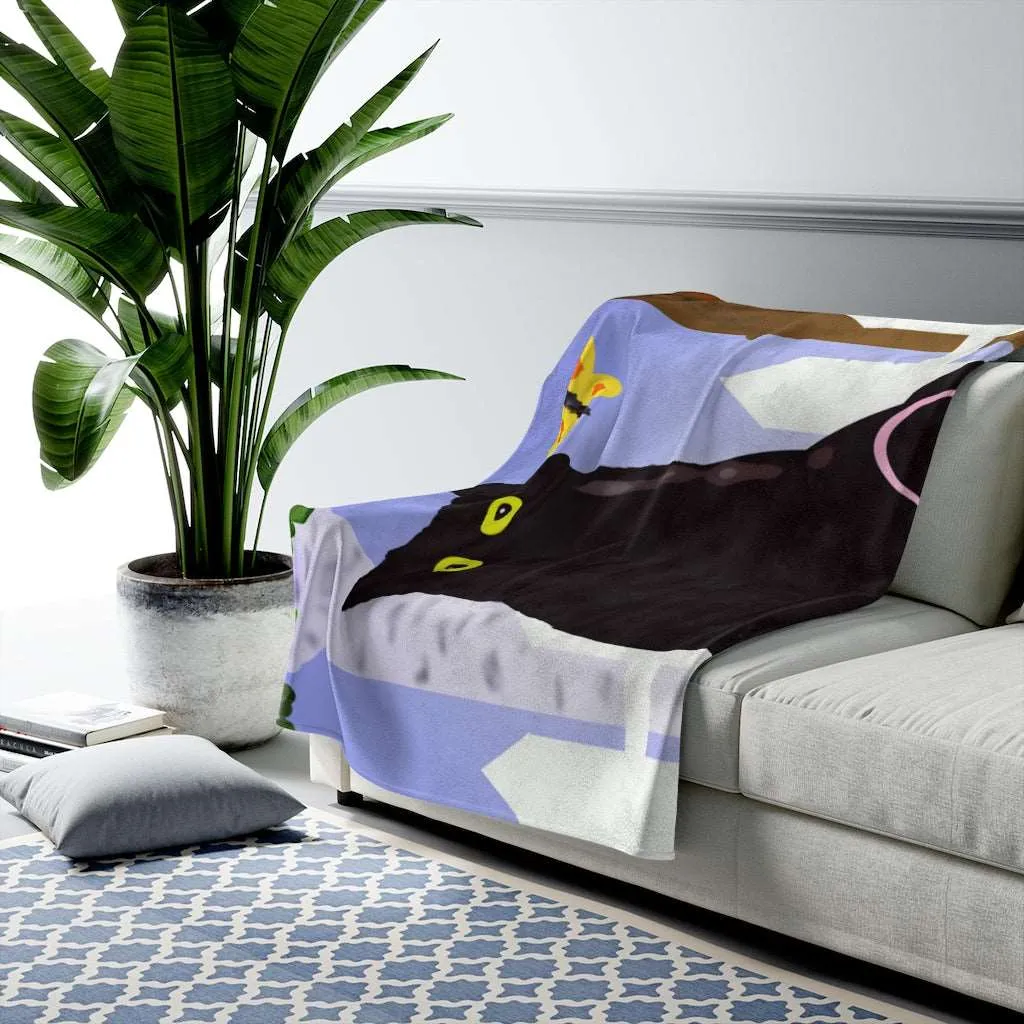 Flower Pot Cat Velveteen Plush Blanket