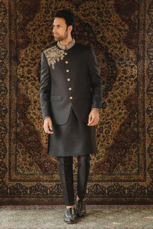 GEM Garments - Dilshad - Prince Coat - Black - 1 Piece - Viscose Polyester