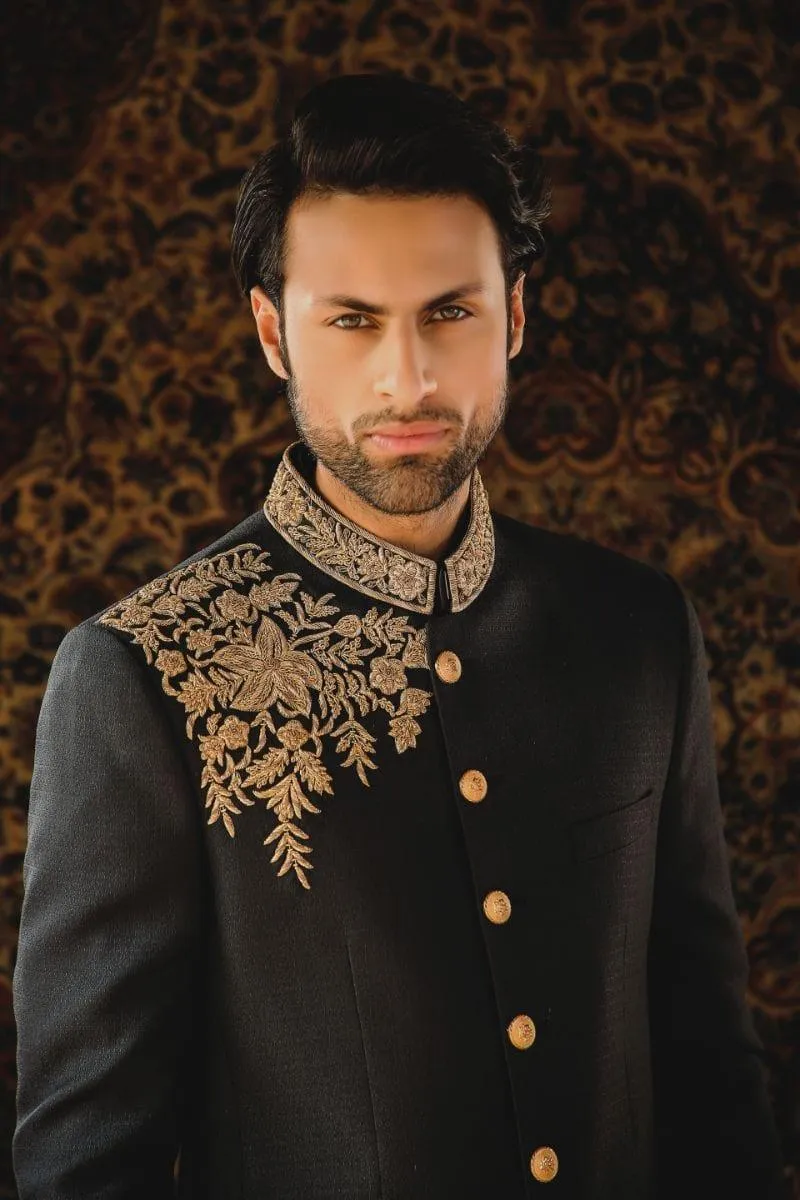 GEM Garments - Dilshad - Prince Coat - Black - 1 Piece - Viscose Polyester
