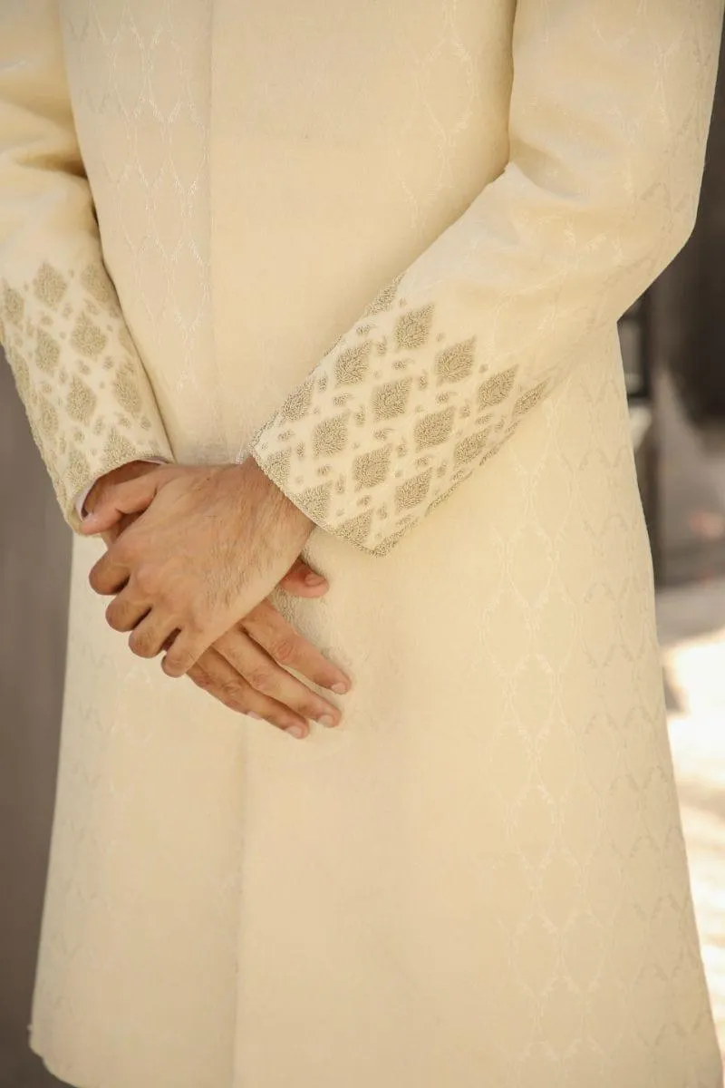 GEM GARMENTS - Falak - Band Collar - Cream - Sherwani - 1 Piece