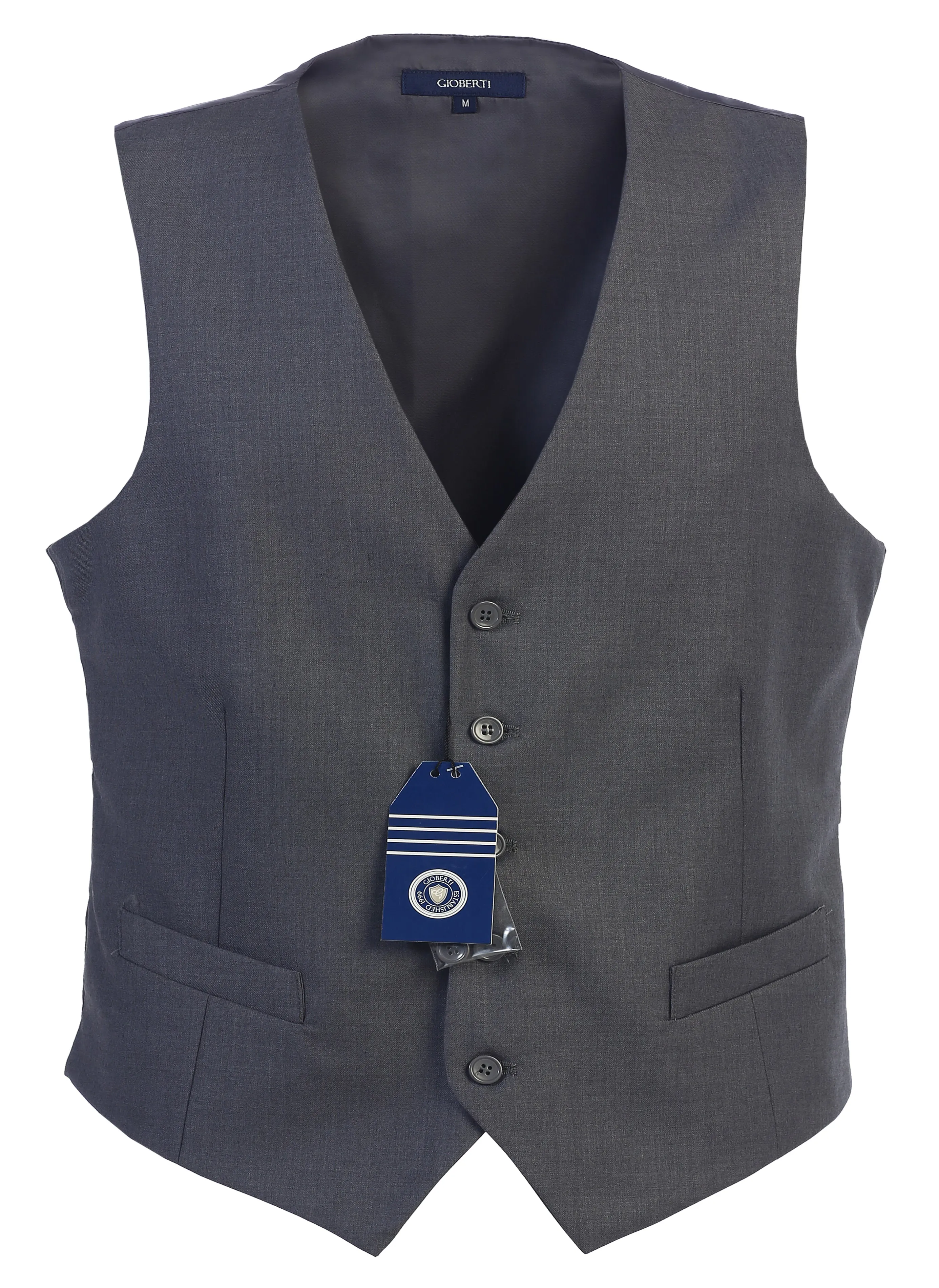 Gioberti Men's Charcoal Formal Suit Vest