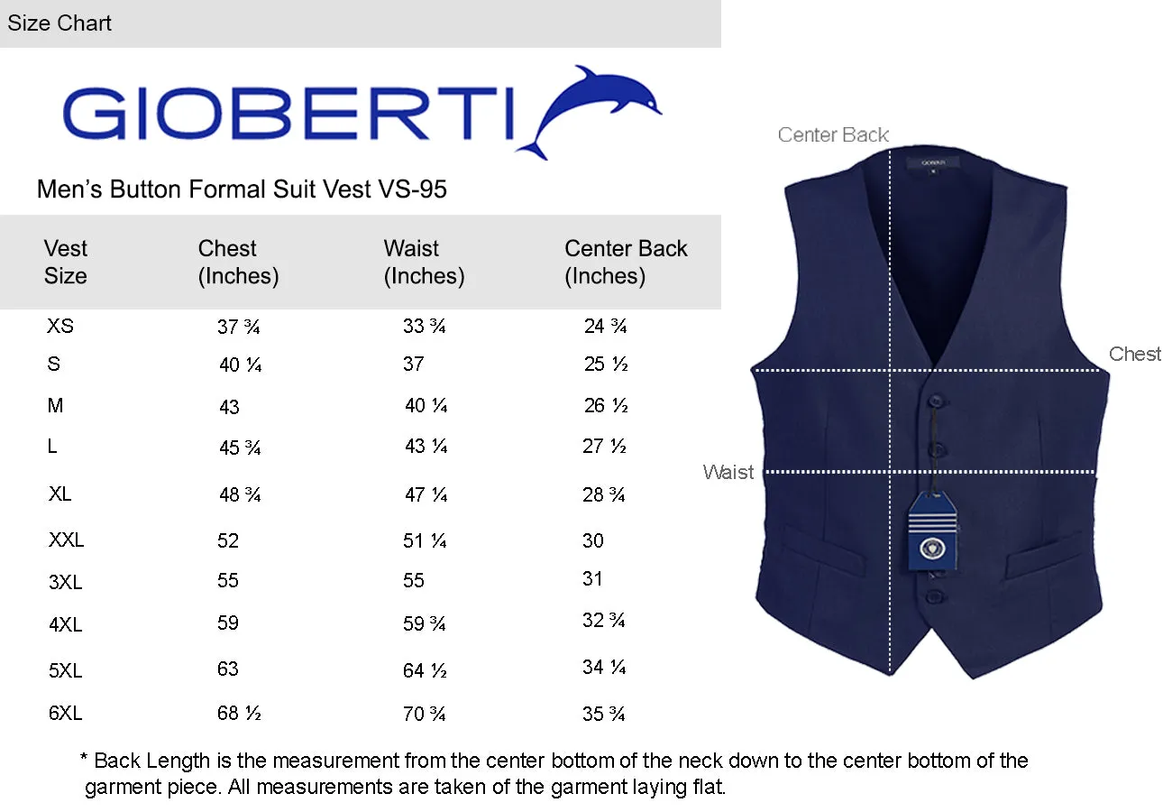 Gioberti Men's Charcoal Formal Suit Vest