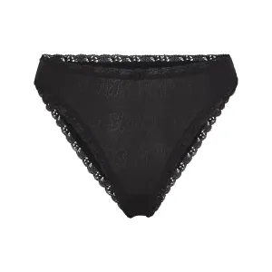 LACE POINTELLE CHEEKY BRIEF | ONYX