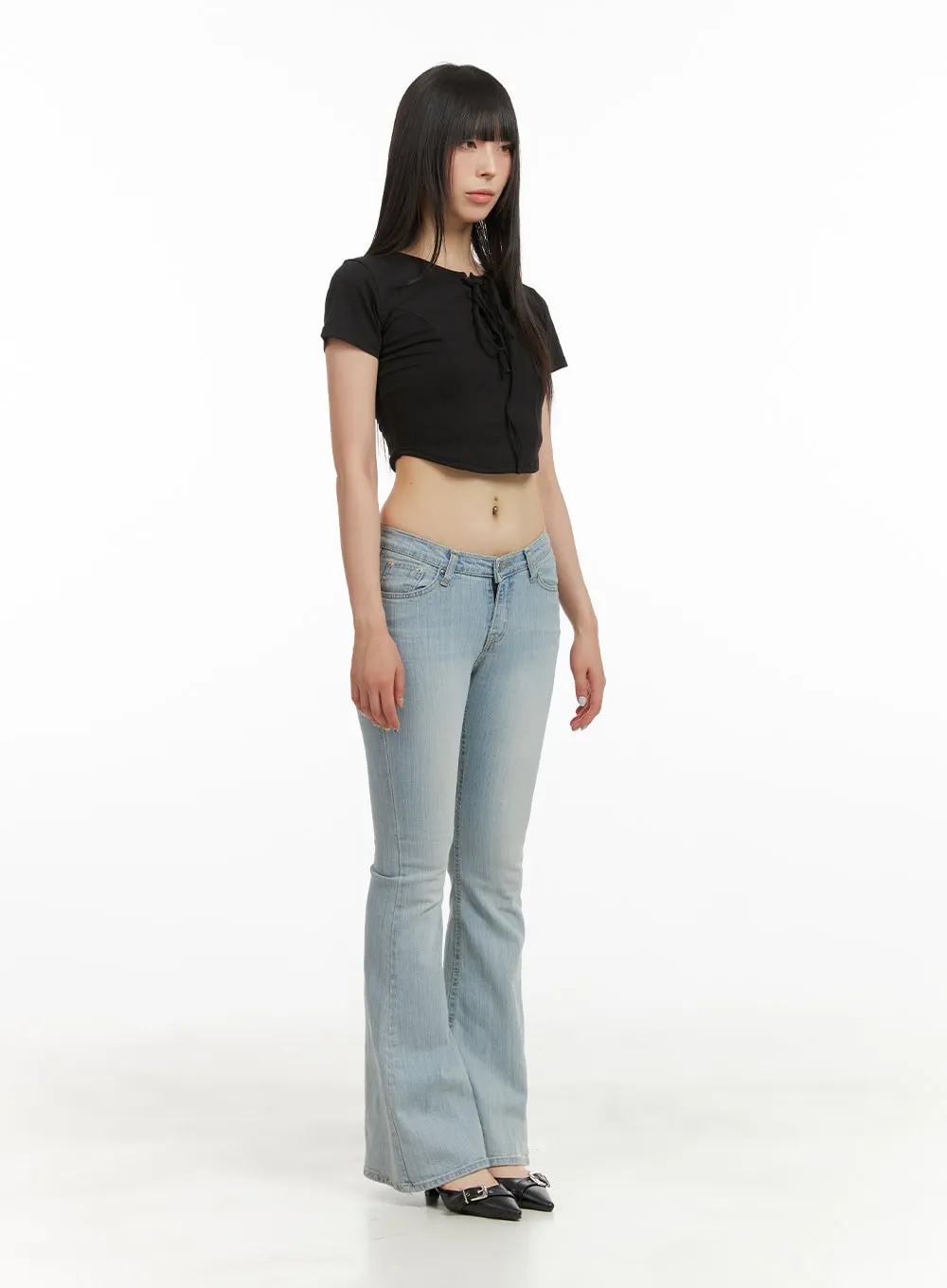 Low Waist Slim Fit Bootcut Jeans CU424