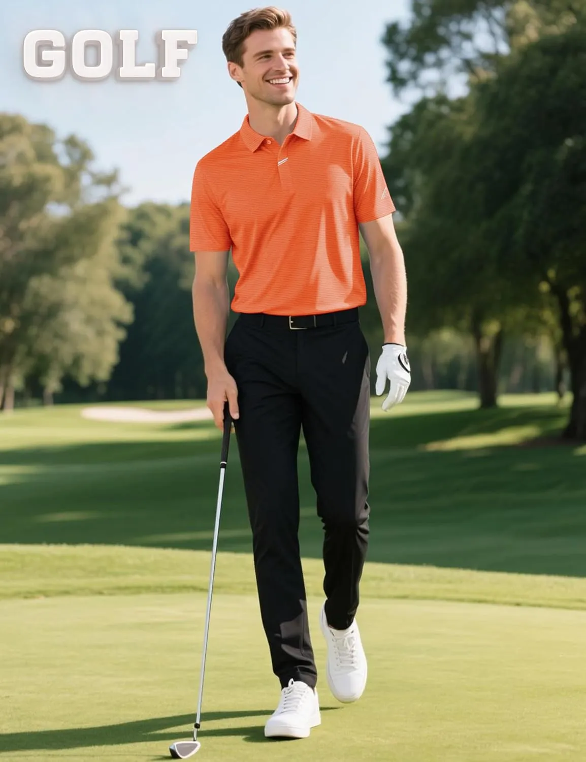 Lzzidou Polo Shirts for Men Short Sleeve Golf Polo Shirts Stretch Moisture Wicking Performance Athletic Tees
