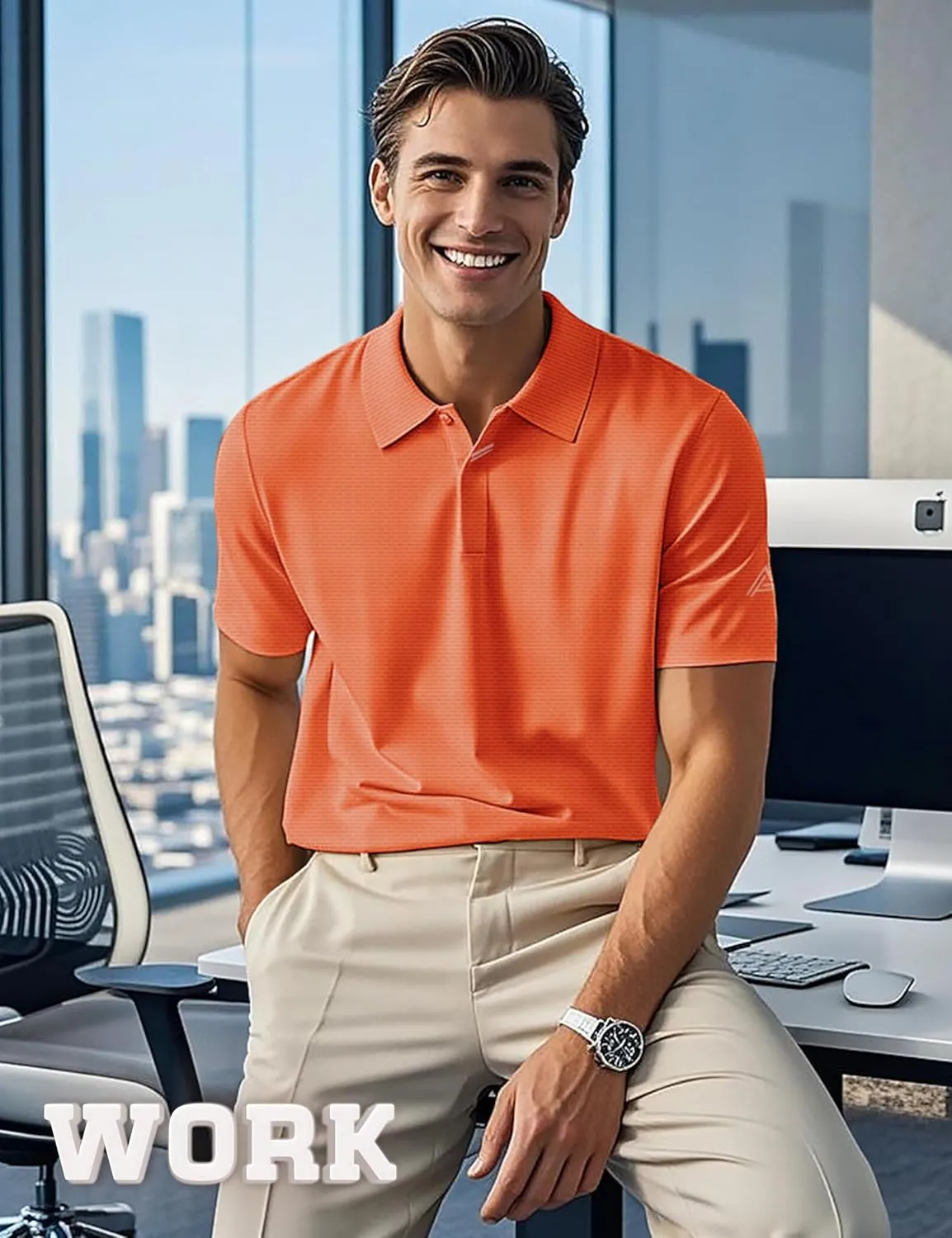 Lzzidou Polo Shirts for Men Short Sleeve Golf Polo Shirts Stretch Moisture Wicking Performance Athletic Tees