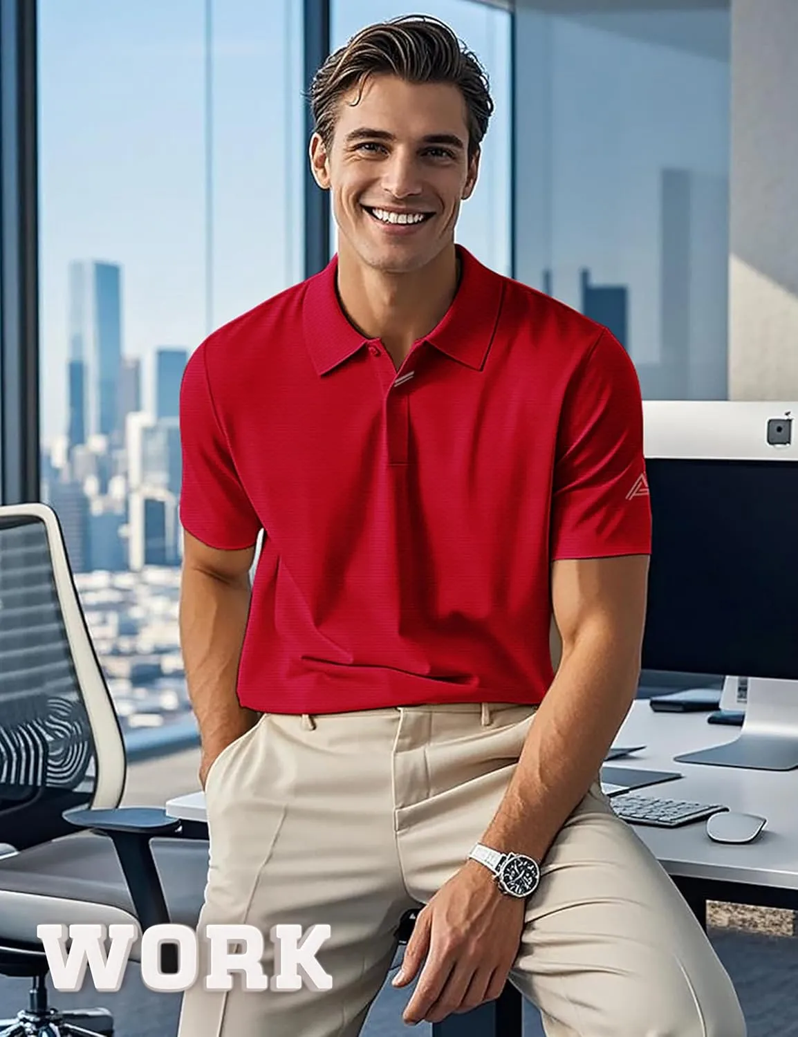 Lzzidou Polo Shirts for Men Short Sleeve Golf Polo Shirts Stretch Moisture Wicking Performance Athletic Tees