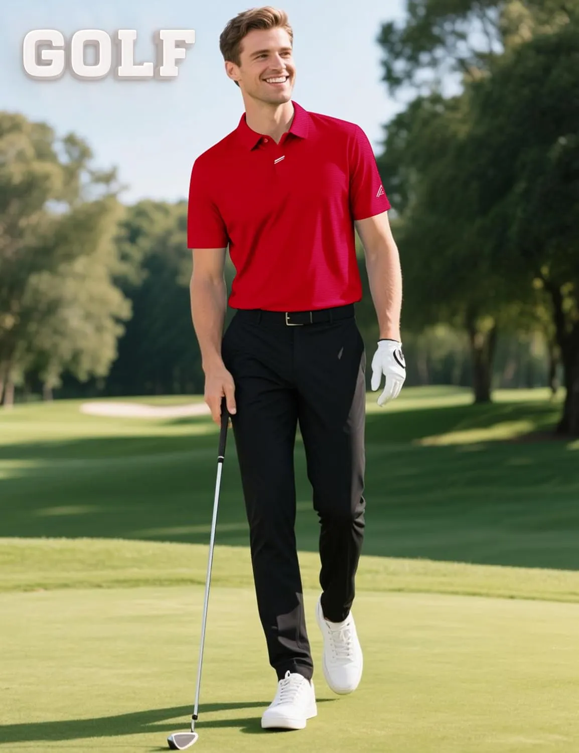 Lzzidou Polo Shirts for Men Short Sleeve Golf Polo Shirts Stretch Moisture Wicking Performance Athletic Tees