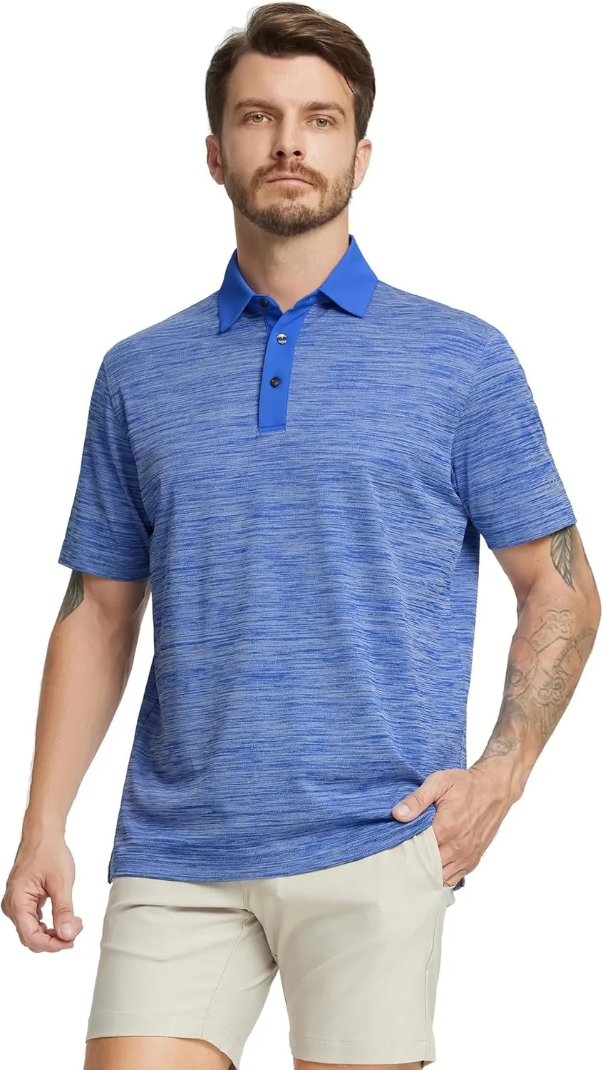 M MAELREG Golf Shirts for Men Dry Fit Short Sleeve Casual Performance Moisture Wicking Heather Pique Collared Polo Shirts