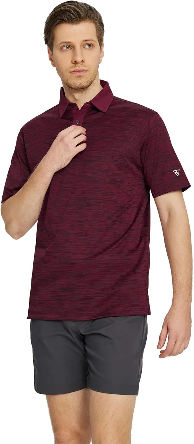 M MAELREG Golf Shirts for Men Dry Fit Short Sleeve Casual Performance Moisture Wicking Heather Pique Collared Polo Shirts
