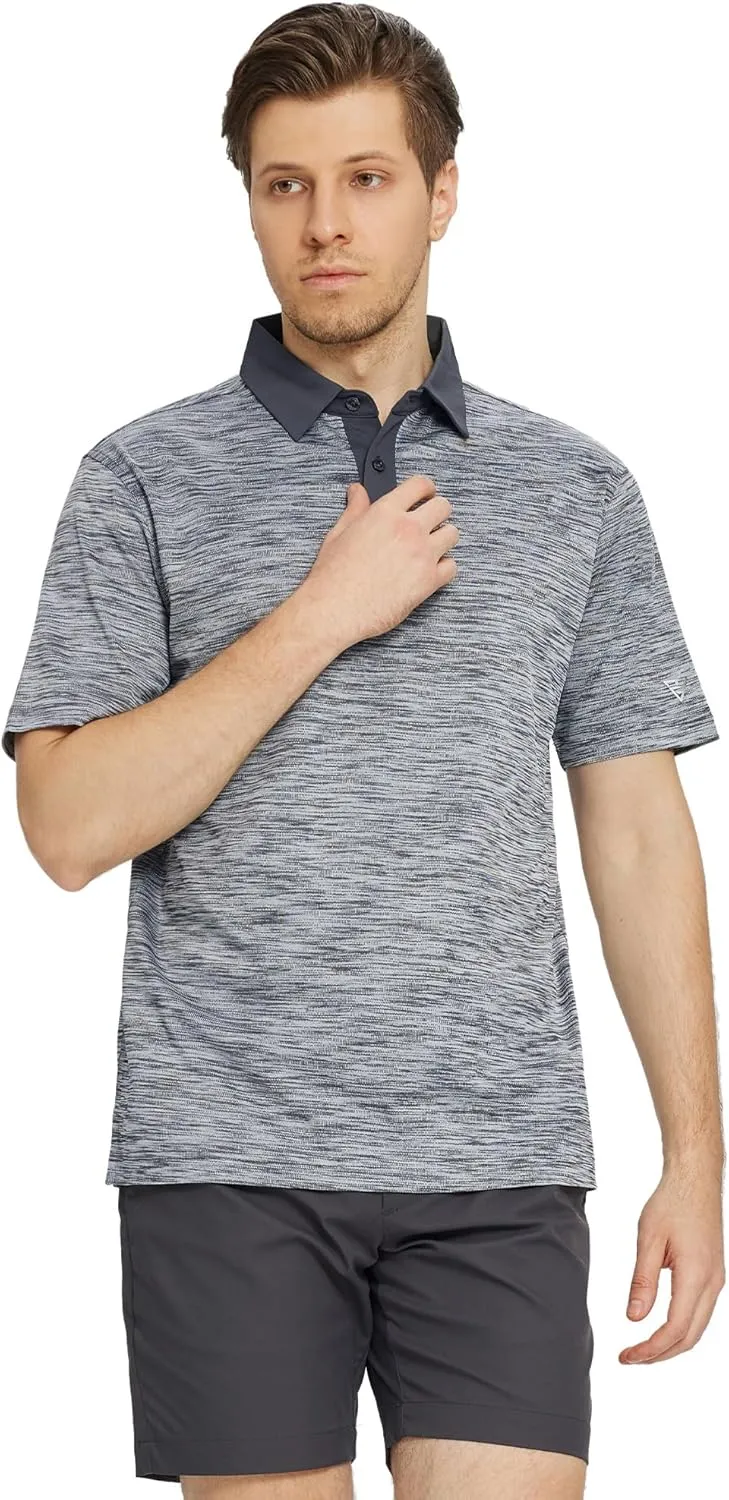 M MAELREG Golf Shirts for Men Dry Fit Short Sleeve Casual Performance Moisture Wicking Heather Pique Collared Polo Shirts