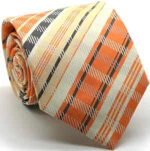 Mens Dads Classic Orange Striped Pattern Business Casual Necktie & Hanky Set VO-3