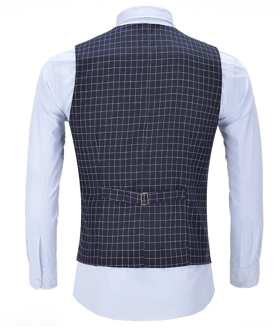 Men's formal Suit Vest Houndstooth V Neck Waistcoat