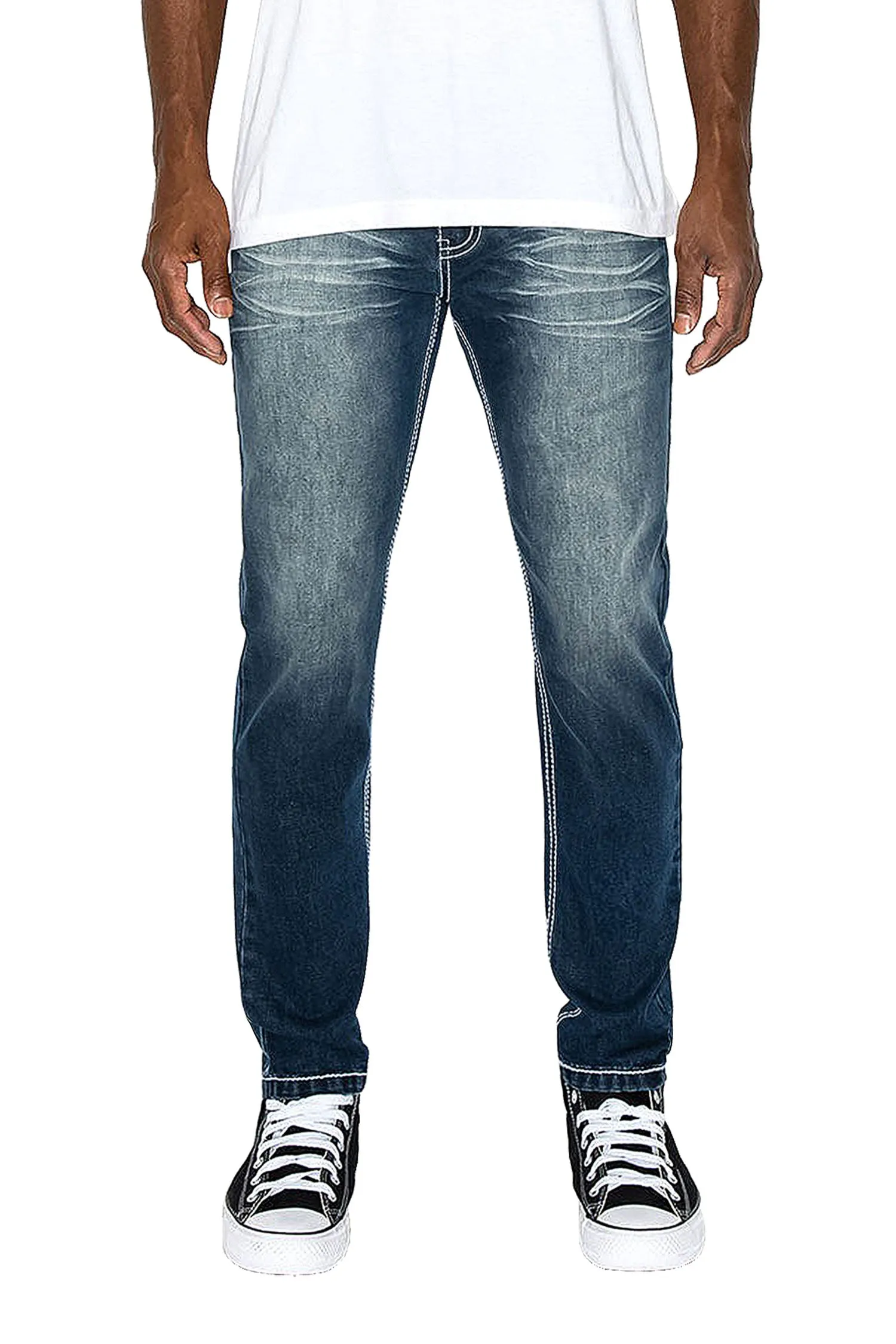Men's Slim Fit Cross Denim Jeans