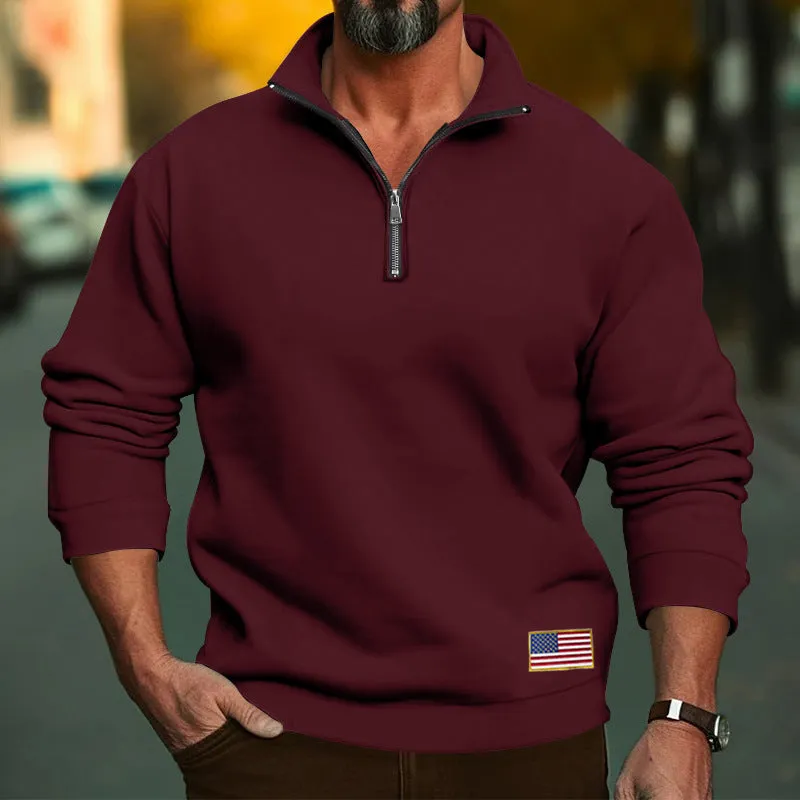 MEN'S VELVET HOODIE PRINTED CASUAL SPORTS MEN'S COLLAR LOOSE SWEATSHIRT ZIPPER